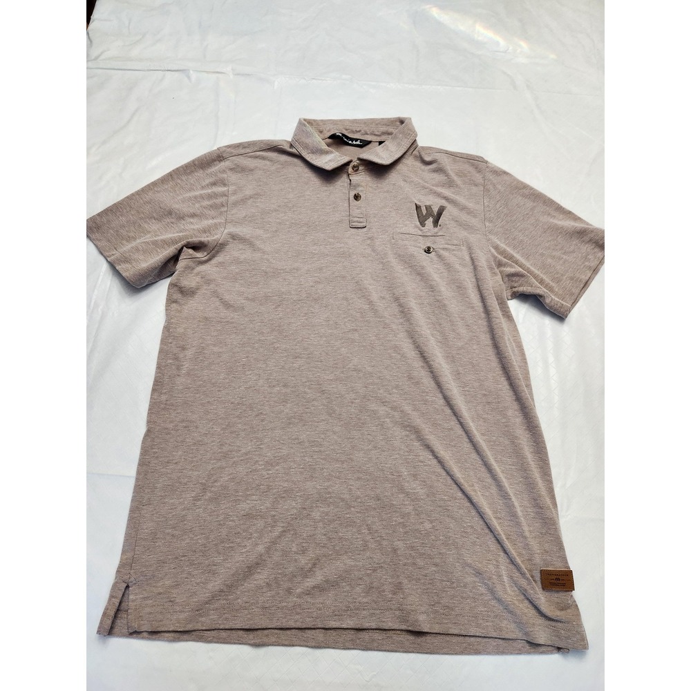 Travis Mathew Polo Shirt Mens Large Beige Heather Chest Pocket Golf TM1MZ344